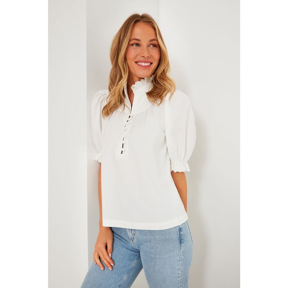 POMANDER PLACE White Selena Blouse Size L NWT Retail $108 Tuckernuck